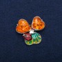 Brooch Pendant Ladybug with Amber (Imitation) Cabochons, Enamel, Silver-Tone Metal 35x37mm