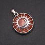 Natural Stone Aventurine Golden Sand Pendant in a "Sun" Setting, 27mm diameter