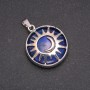 Natural lapis lazuli pendant in a sun-shaped setting, diameter 27mm