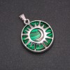 Pendant with Malachite in a Sun setting, 27mm diameter