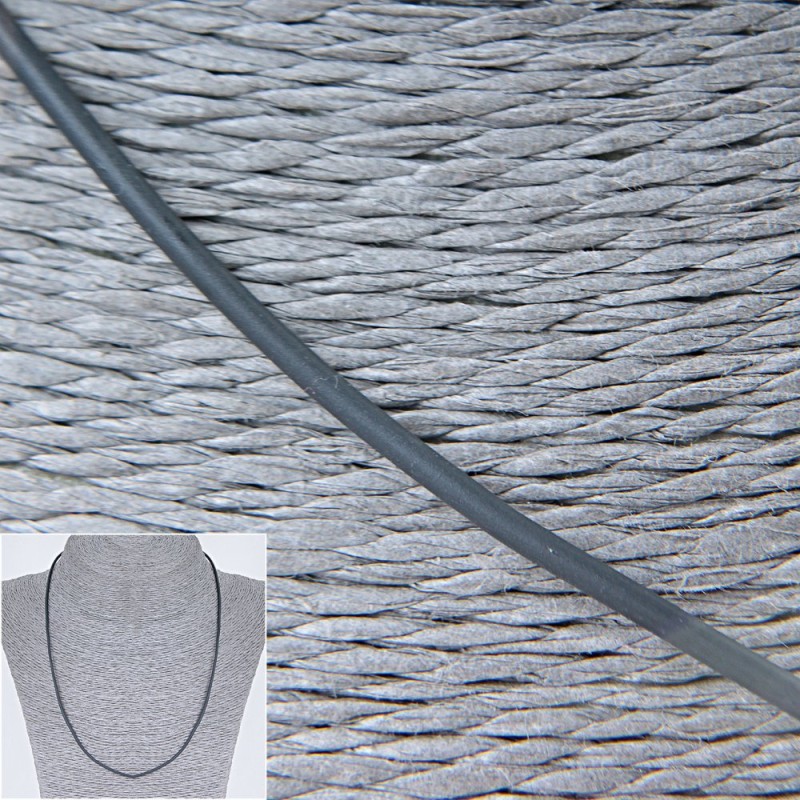 Price per Pack /10pcs. Gray Rubber Cord with Clasp, Diameter 3mm +/-, Length 60-65cm +