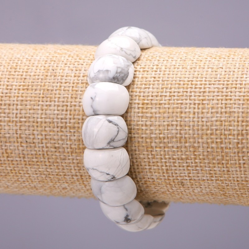 Cacholong Bracelet Link 10x15(+-) on Elastic, Length 18cm