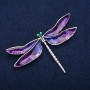 Dragonfly Brooch Purple Enamel, Silver-Tone Metal 47x76mm