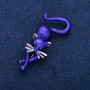 Cat Brooch, Blue Enamel, Silver-Tone Metal, 25x55mm
