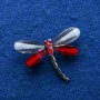 Dragonfly Brooch with Crystals, Silver-Tone Metal 32x43mm
