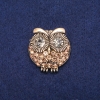 Owl Brooch with Yellow Crystals, Gold-Tone Metal 32x33mm