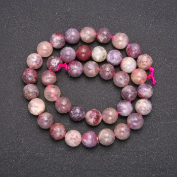 Natural Pink Tourmaline Stone Beads, Smooth Round, Diameter 10(+/-)mm, Length 38cm