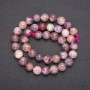 Natural Pink Tourmaline Stone Beads, Smooth Round, Diameter 10(+/-)mm, Length 38cm