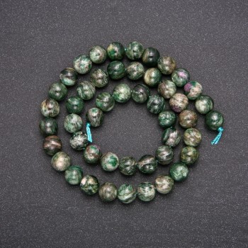 Natural Green Lepidolite Stone Beads, Smooth Round, Diameter 8(+/-)mm, Length 38cm+