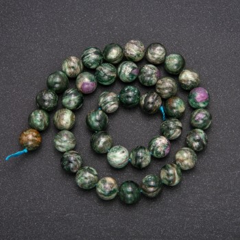 Natural Lepidolite Stone Beads, Smooth Round, Diameter 10(+/-)mm, Length 38cm+