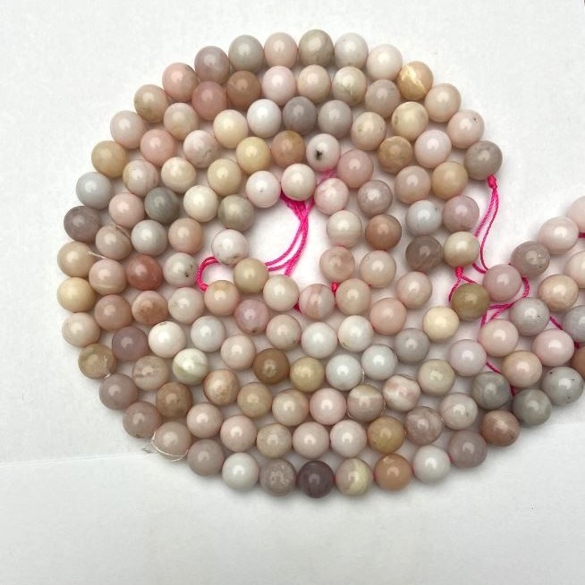 Natural Pink Opal Stone Beads, Smooth Round, Diameter 10(+/-)mm, Length 38cm