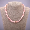 Pink Opal Natural Stone Necklace, smooth round beads, diameter 8(+/-)mm, length 45cm