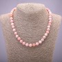 Pink Opal Natural Stone Necklace, smooth round beads, diameter 8(+/-)mm, length 45cm