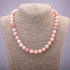 Pink Opal Natural Stone Necklace, smooth round beads, diameter 10(+/-)mm, length 45cm