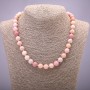 Pink Opal Natural Stone Necklace, smooth round beads, diameter 10(+/-)mm, length 45cm
