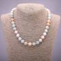 Morganite Natural Stone Necklace, smooth round beads, diameter 10(+/-)mm, length 45cm