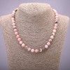 Pink Opal Natural Stone Necklace, smooth round beads, diameter 8(+/-)mm, length 45cm