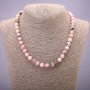 Pink Opal Natural Stone Necklace, smooth round beads, diameter 8(+/-)mm, length 45cm