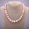 Pink Opal Natural Stone Necklace, smooth round beads, diameter 12(+/-)mm, length 45cm