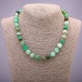 Chrysoprase Natural Stone Necklace on Thread, smooth round beads, diameter 10(+/-)mm, length 45cm