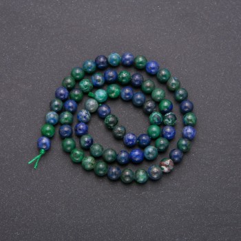 Natural Azurite Stone Beads, Smooth Round 6.5 (+/-) mm, Strand Length 38 (+/-) cm