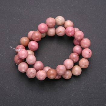 Natural Rhodochrosite Stone Beads, Smooth Round 10 (+/-) mm, Strand Length 38 cm+
