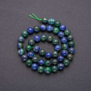 Azurite Natural Stone Beads, Smooth Round, Diameter 8.5(+-)mm, Strand Length 38+-cm