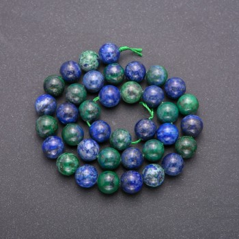 Azurite Natural Stone Beads, Smooth Round, Diameter 10(+-)mm, Strand Length 38+-cm