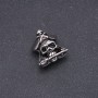 Jewelry Finding Bead Spacer, Steel-Style Pandora Pirate Skull 17x22mm, Inner Diameter 8mm, Silver-Tone Metal