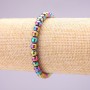 Hematite Bracelet with Gasoline-Tone Coating, Smooth Round Beads on Elastic, Diameter 6mm, Length 18cm