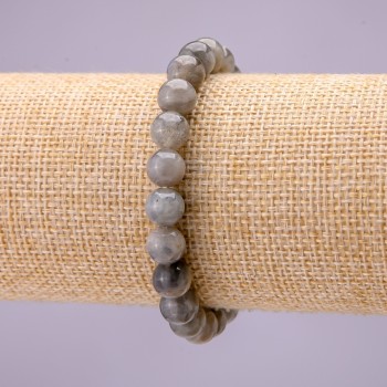 Natural Stone Labradorite Bracelet, smooth bead, diameter 8(+/-)mm on elastic, length 18cm