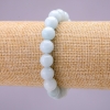 Natural Aquamarine Stone Bracelet, Smooth Round 10(+/-)mm on Elastic, Length 18cm