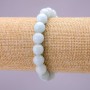 Natural Aquamarine Stone Bracelet, Smooth Round 10(+/-)mm on Elastic, Length 18cm