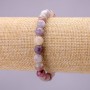 Natural Pink Tourmaline Stone Bracelet, Smooth Round 8(+/-)mm on Elastic, Length 18cm