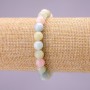Natural Morganite Stone Bracelet, Smooth Round 8(+/-)mm Stretch, Length 18cm
