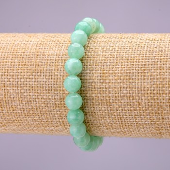 Natural Burmese Jadeite Stone Bracelet, Smooth Round 8(+/-)mm on Elastic, Length 18cm