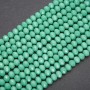 Czech Crystal Beads Matte Green Polka Dot "Rondelle", diameter 8x6mm strand, length 38cm