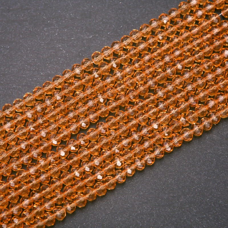 Czech Crystal Beads Clear Amber "Rondelle", diameter 6x4.5(+/-)mm strand, length 38cm