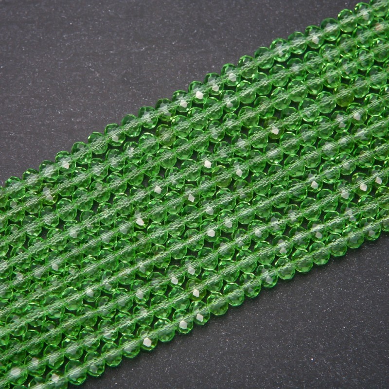 Czech Crystal Beads Clear Light Green "Rondelle", diameter 6x4.5(+/-)mm strand, length 38cm