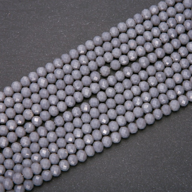Czech Crystal Beads Matte Dark Gray "Rondelle", diameter 6x4.5(+/-)mm, thread length 38cm