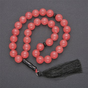 Chalcedony Prayer Beads with Agate Accents, 33 beads, diameter 12mm+
