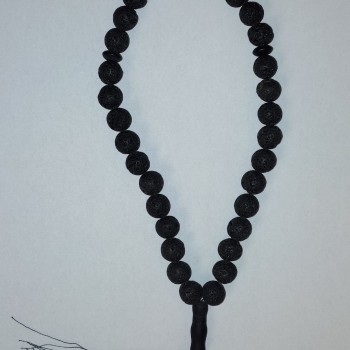 Lava Prayer Beads with Shungite Accents, 33 Beads, Diameter 12mm+
