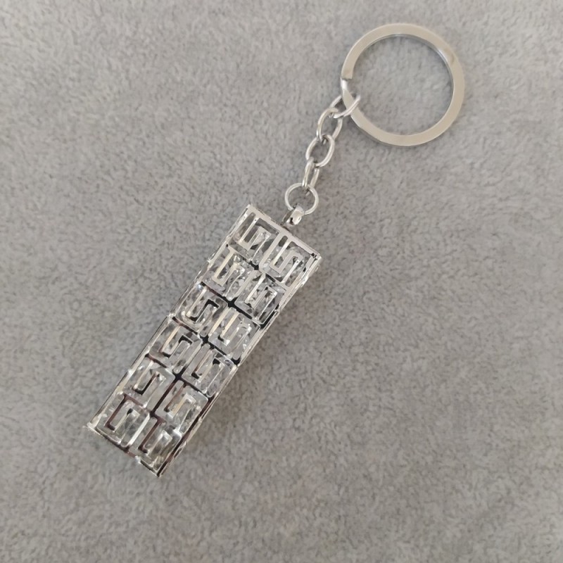 Women's Keychain "Glitter Shaker" Gray Metal, diameter 60x20mm