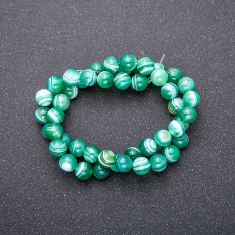 Agate Beads on Thread, Smooth Round, Diameter 8 (+/-) mm, Length 38cm