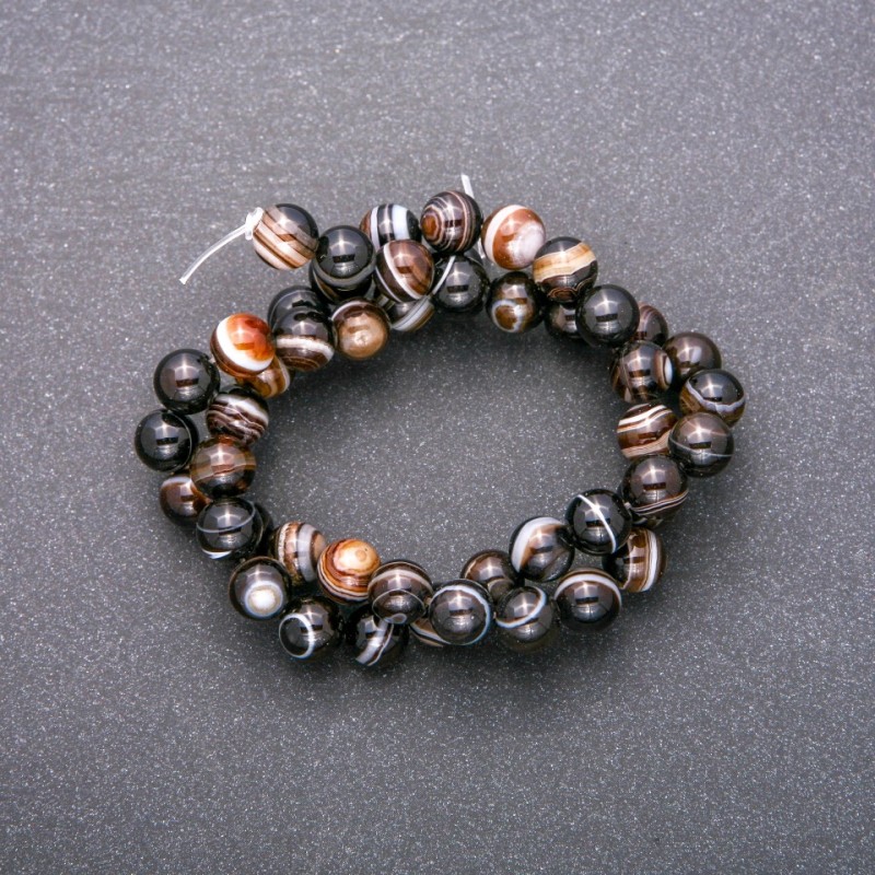 Agate Beads on Thread, Smooth Round, Diameter 8 (+/-) mm, Length 38cm
