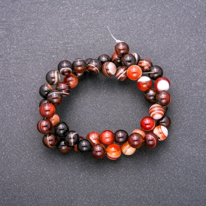 Agate Beads on Thread, Smooth Round, Diameter 8 (+/-) mm, Length 38cm