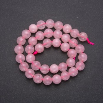 Rose Quartz Beads, Smooth Round, Diameter 10 (+/-) mm, Length 38cm