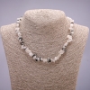 Necklace, natural stone, rutilated quartz chips, diameter 7(+-)mm, length 45-50cm with extension chain