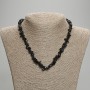 Necklace, natural stone assortment chips, smoky quartz, obsidian, tinted quartz, diameter 7(+-)mm, length 45cm(+-) with extension chain