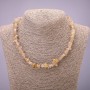 Necklace, natural rutilated quartz chips, diameter 7(+-)mm, length 45-50cm with extension chain